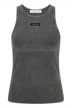 Acid Rib Badge Tank Black Acid Wash HL10510