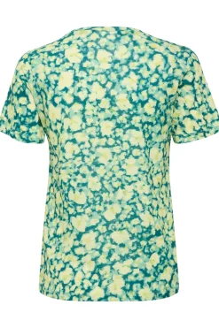 AlmaIW Print Tshirt Green Painted Flower 30108258