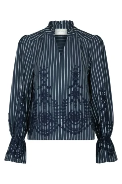 Amara Stripe Emb Navy 163363