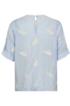 AmeliaCC Emb SS Blouse 23Pale Blue 45098