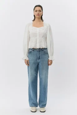 ARIASW BRODERIE ANGLAISE SHIRT 0103 Off white S261185