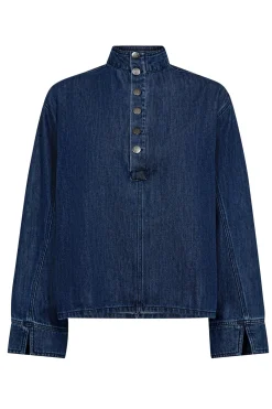 AzminaCC Denim Placket Blouse 552Denim blue 35948