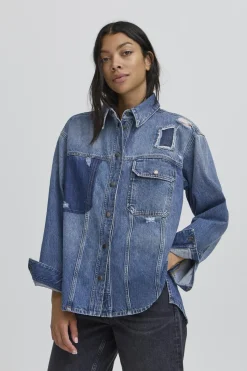 BALUCIA PATCH DENIM JACKET MEDIUM BLUE WASHED 50405337