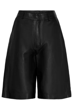 Bermuda Leather Shorts Black w/ silver 11344