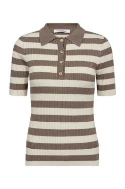BonnyCC Stripe S/S Polo Knit 154Walnut 42010