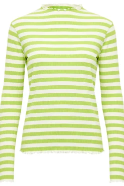 CandaceKB Big Stripe LS Bright Lime Green 10104638