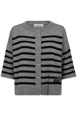 Cash Stripe SS Cardigan Light Grey Melange/Black Strip HL10219