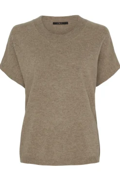 Cashmere Knit w. Short Sleeves Taupe Melange 500085