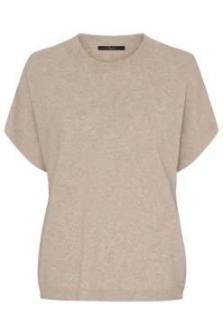 Cashmere Knit w. Short Sleeves Cream Melange 500085