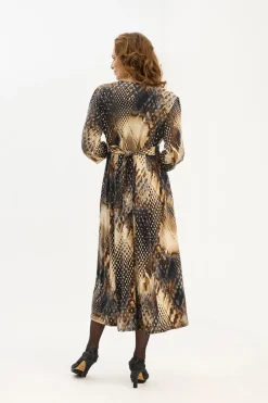 Cassis dress 3/4 sleeves Brown 16937