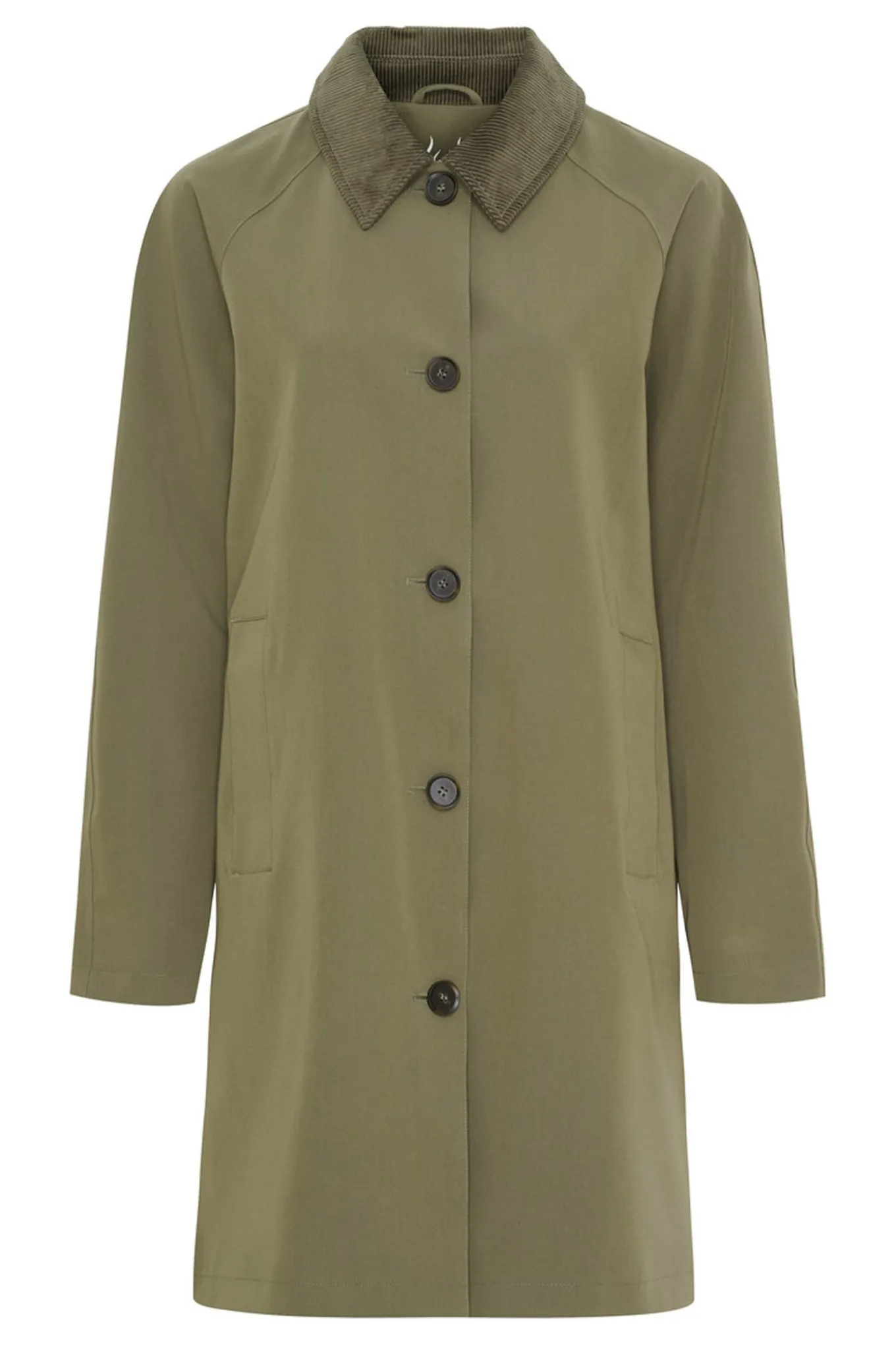 Coat w. Corduroy collar Dusty Olive 40490