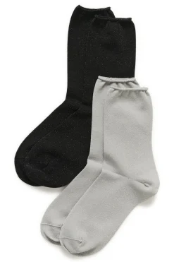 CozyIW Glitter Socks Multi Black/Silver