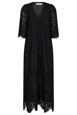 Curvey Lace Hem Dress Black HL10009