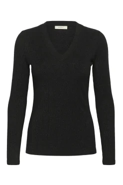 DagnaIW Lurex V Tshirt Black Glitter 30111092