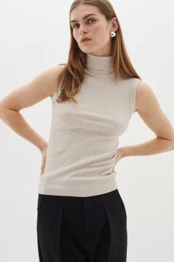 DagnaIW Melange Rollneck Top ECRU 30107007