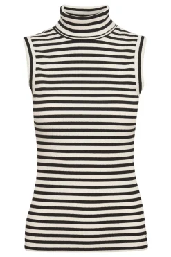 DagnaIW Striped Rollneck Top Black / Whisper White 30107271