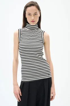 DagnaIW Striped Rollneck Top Black / Whisper White 30107271