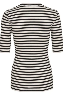 DagnaIW Striped V TShirt Black / Whisper White 30107270