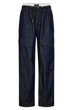 Denim Cargo Pull On Trouser Dark Denim HL10317