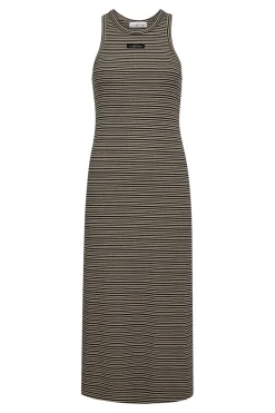 Dessert Rib Stripe Dress WALNUT HL10136