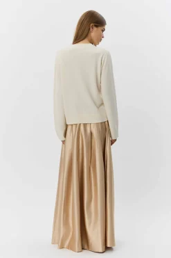EMMYSW SATIN MAXI SKIRT 7070 Light beige S261411