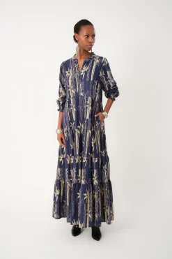 EvelynLL Maxi Dress LS 23 Dark Blue 254403010