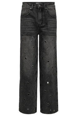 Eyelet Patch Jeans STONE HL10337