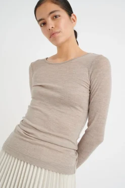 FangIW TShirt LS Oatmeal Melange 30106096