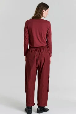 Fukkura poplin lommebukser Maroon 25623805302