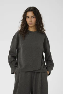 GidaIW Melange Vincent Sweatsh Dark grey melange