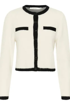 GZalpha ls contrast cardigan Ivory/Black comb 10910459