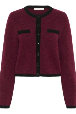 GZalpha ls contrast cardigan Blood Red Melange/Black 10910459