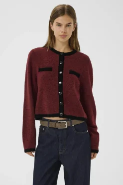 GZalpha ls contrast cardigan Blood Red Melange/Black 10910459