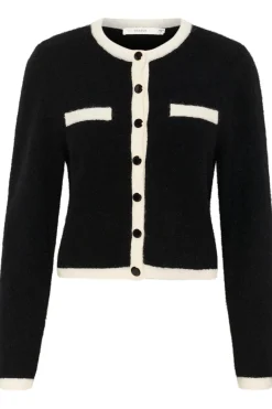 GZalpha ls contrast cardigan Black/Ivory comb 10910459