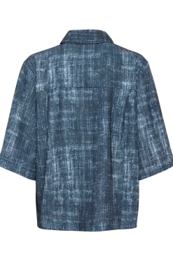 GZdemia P SS shirt Dark denim structure 10910409