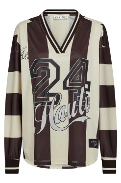 Haute 24 Stripe Blouse Mocca/ Pearl HL10419