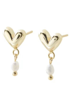 HEART PEARL EARSTICK TILBEHØR GULD HEART PEARL EARSTICK