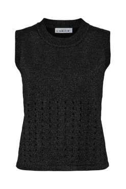 Hole Lurex Knit Top Black HL10397