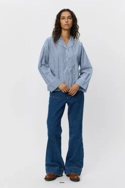 IMANASW SHIRT 5092 Blue striped SNOS586