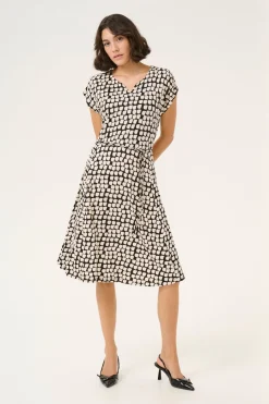 KAbella Jersey Dress Black_Sand Graphic Dot 10508466