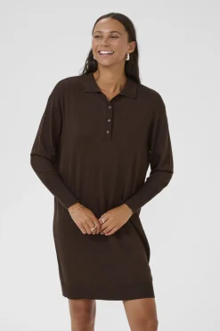 KAlizza Polo Knit Dress Chocolate Brown Melange 10510688