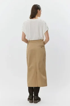KATRINESW MIDI WRAP SKIRT 7012 Camel S261472