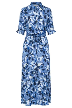 KAvelana Maxi Dress Blue Blurry Leafs 10504043