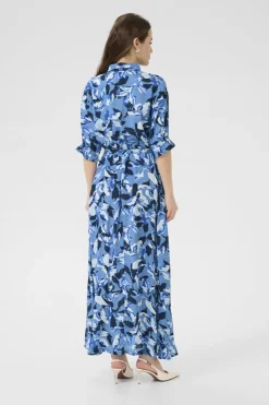 KAvelana Maxi Dress Blue Blurry Leafs 10504043