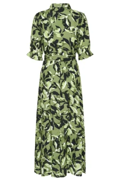 KAvelana Maxi Dress Green Blurry Leafs