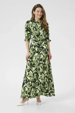 KAvelana Maxi Dress Green Blurry Leafs