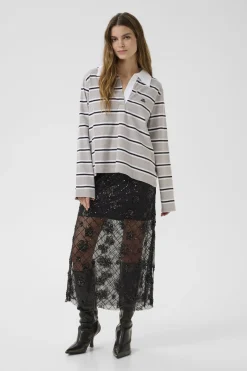 KBZuelma Striped Polo LS Zuelma stripe Drizzle grey 10105564