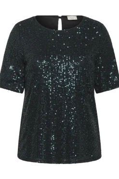 KClaila SS Blouse Dark Green Sequin 10583883