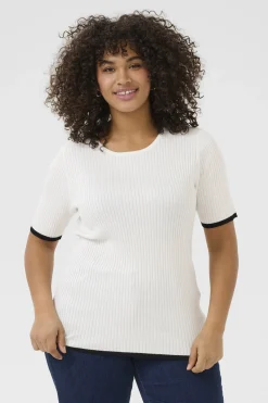 KClizzy rib contrast Pullover Chalk with Black contrast 10583381