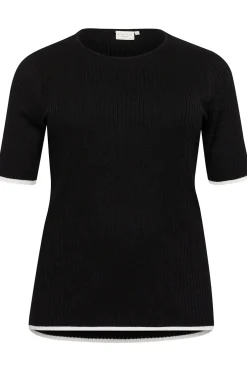 KClizzy rib contrast Pullover Black with Chalk contrast